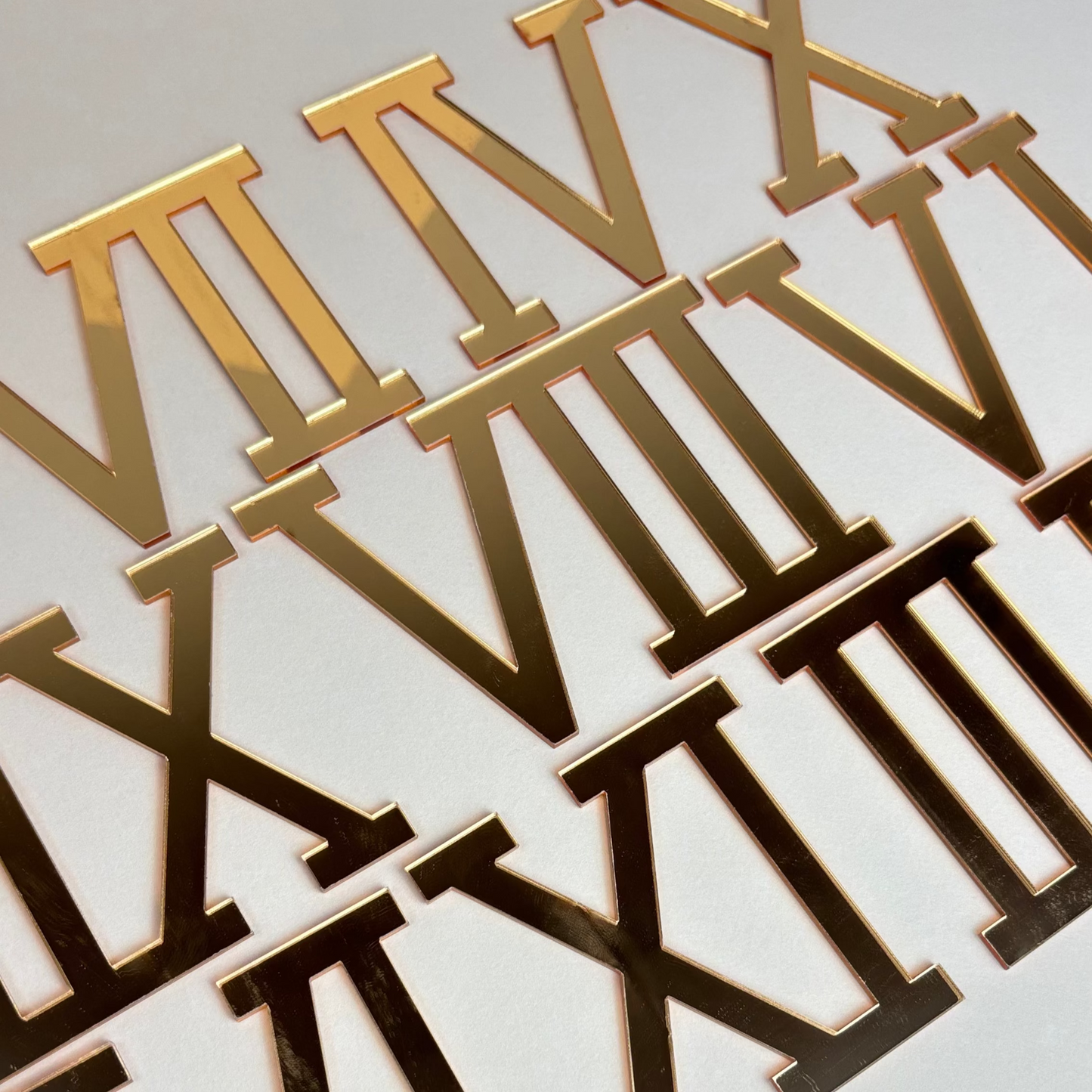 Mirrored Acrylic Roman Numerals - DIY Wall Clock Numerals (Full Set of 12 or 4 Pieces)