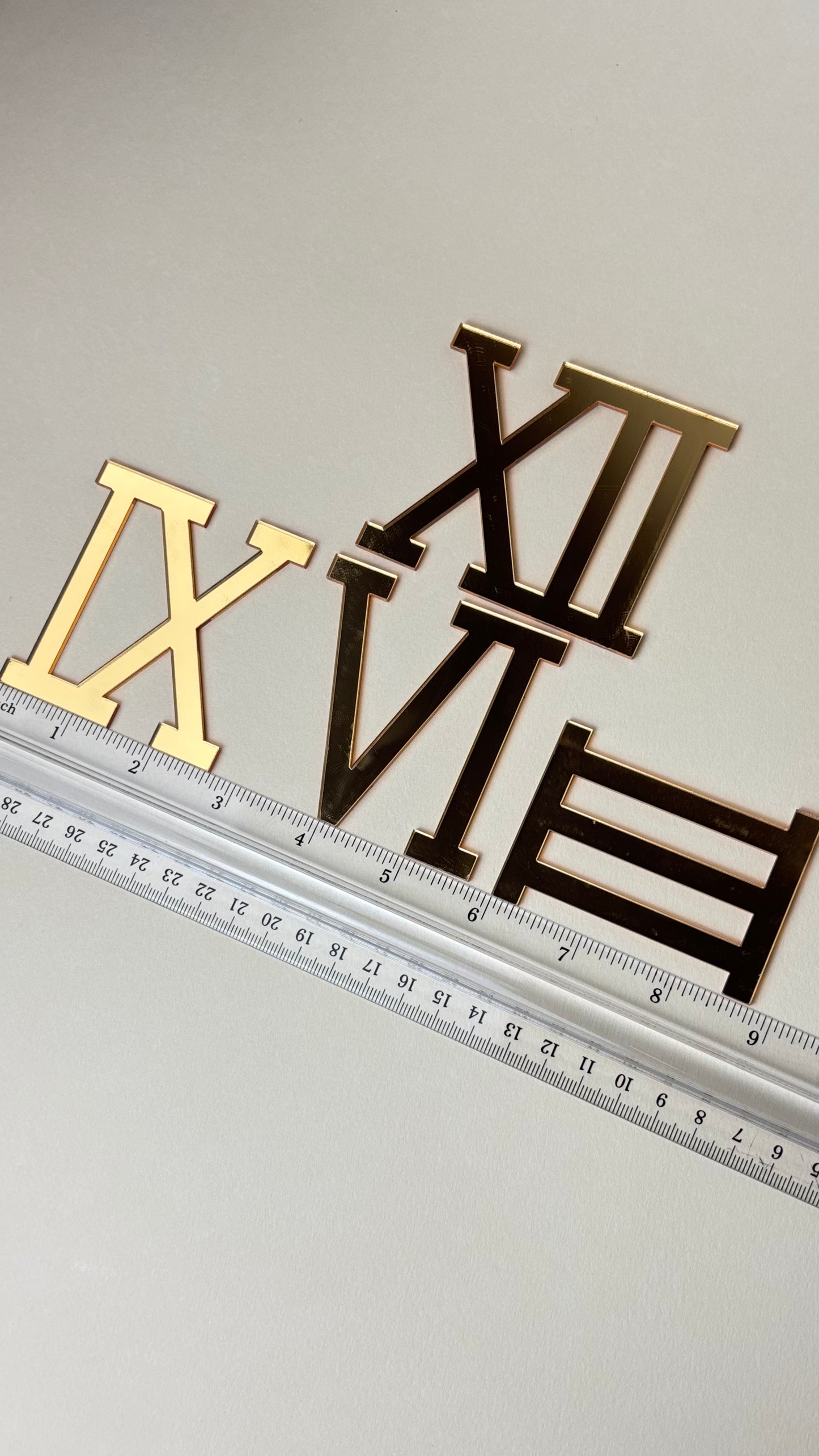Mirrored Acrylic Roman Numerals - DIY Wall Clock Numerals (Full Set of 12 or 4 Pieces)