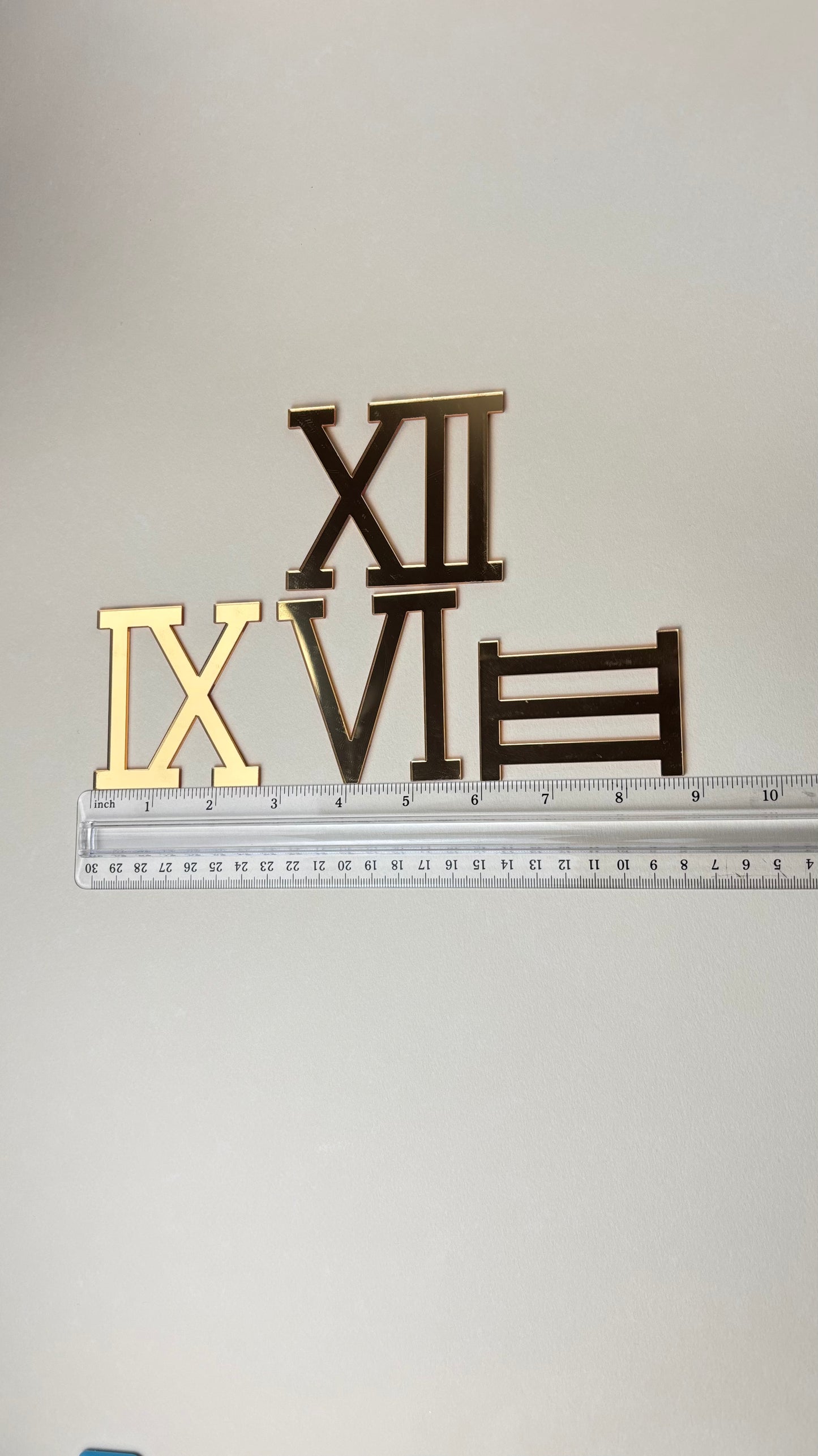 Mirrored Acrylic Roman Numerals - DIY Wall Clock Numerals (Full Set of 12 or 4 Pieces)